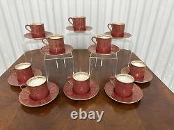 Set of (10) Antique Wedgwood Art Nouveau Pink & Gold Demitasse Cups with Saucers