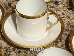 Set of 10 Fabrique Royale Limoges Demitasse Cups & Saucers White with Gold Trim