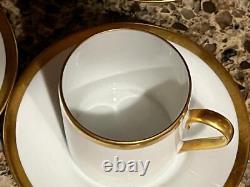 Set of 10 Fabrique Royale Limoges Demitasse Cups & Saucers White with Gold Trim