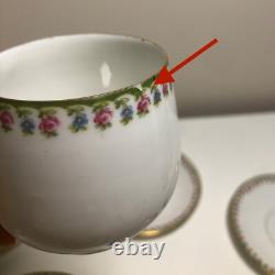 Set of 10, VTG LS. S. CARLSBAD Austria Demitasse Cup & Saucer Set with Rose Trim