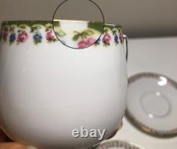 Set of 10, VTG LS. S. CARLSBAD Austria Demitasse Cup & Saucer Set with Rose Trim