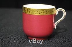 Set of 11 Minton England DEMITASSE CUPS AND SAUCERS MAROON & GOLD C. 1900