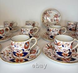 Set of 12 Antique Booths Fresian Demitasse Cups and Saucers Cobalt/Rust Gold