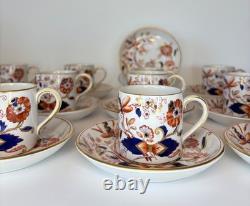 Set of 12 Antique Booths Fresian Demitasse Cups and Saucers Cobalt/Rust Gold