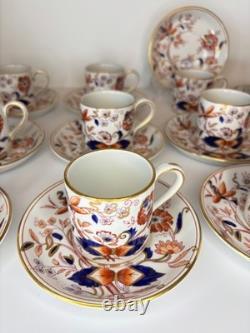 Set of 12 Antique Booths Fresian Demitasse Cups and Saucers Cobalt/Rust Gold