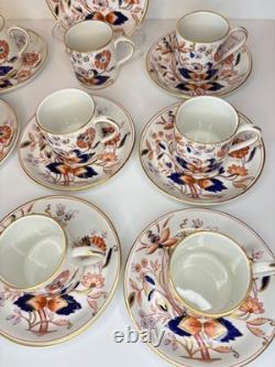 Set of 12 Antique Booths Fresian Demitasse Cups and Saucers Cobalt/Rust Gold