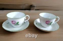 Set of 2 Augarten Wien Wiener Rose Demitasse Cups & Saucers Vintage Austria