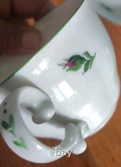 Set of 2 Augarten Wien Wiener Rose Demitasse Cups & Saucers Vintage Austria