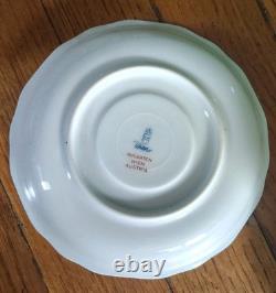 Set of 2 Augarten Wien Wiener Rose Demitasse Cups & Saucers Vintage Austria