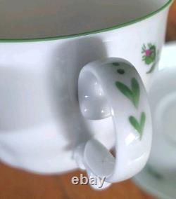 Set of 2 Augarten Wien Wiener Rose Demitasse Cups & Saucers Vintage Austria
