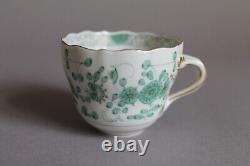 Set of 2 Demitasse Cups And Saucers 1st Meissen Indian Painting Green Flowers
