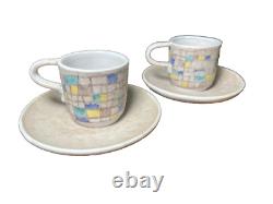 Set of 2 GIOVANNI BATTISTA MITRI VENEZIA ITALY Demitasse Espresso Cups & Saucers