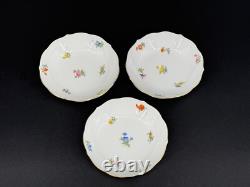 Set of (2) Meissen Porcelain Scattered Strewn Flowers Demitasse Cups & Saucers