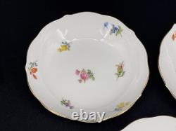 Set of (2) Meissen Porcelain Scattered Strewn Flowers Demitasse Cups & Saucers