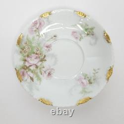 Set of 4 Antique Theodore Haviland Limoges Porcelain Demitasse Cups and Saucers