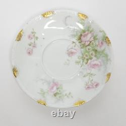 Set of 4 Antique Theodore Haviland Limoges Porcelain Demitasse Cups and Saucers
