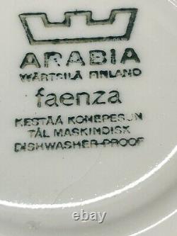 Set of 4 Arabia Finland Faenza Arabia Demitasse Cups & Saucers Sinikukka