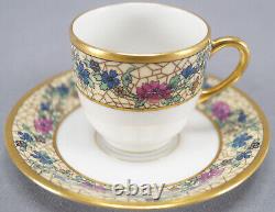 Set of 4 Bawo & Dotter Limoges Art Nouveau Floral Demitasse Cups & Saucers