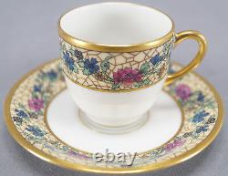 Set of 4 Bawo & Dotter Limoges Art Nouveau Floral Demitasse Cups & Saucers