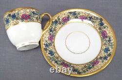 Set of 4 Bawo & Dotter Limoges Art Nouveau Floral Demitasse Cups & Saucers