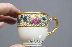 Set of 4 Bawo & Dotter Limoges Art Nouveau Floral Demitasse Cups & Saucers