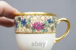 Set of 4 Bawo & Dotter Limoges Art Nouveau Floral Demitasse Cups & Saucers