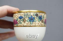 Set of 4 Bawo & Dotter Limoges Art Nouveau Floral Demitasse Cups & Saucers