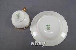 Set of 4 Bawo & Dotter Limoges Art Nouveau Floral Demitasse Cups & Saucers