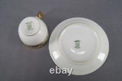 Set of 4 Bawo & Dotter Limoges Art Nouveau Floral Demitasse Cups & Saucers