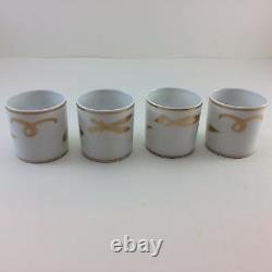 Set of 4 Christofle France Porcelain Demitasse Espresso Cup Saucer Gold Rim NEW