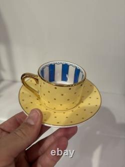 Set of 4 Colorful Porcelain Espresso Cups & Saucers 100ml Gold Polka Dot Demitas