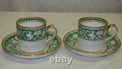 Set of 4 Crown Staffordshire Green Ellesmere Demitasse Cups & Saucers England