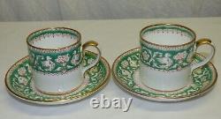 Set of 4 Crown Staffordshire Green Ellesmere Demitasse Cups & Saucers England