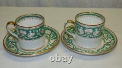 Set of 4 Crown Staffordshire Green Ellesmere Demitasse Cups & Saucers England