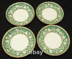 Set of 4 Crown Staffordshire Green Ellesmere Demitasse Cups & Saucers England