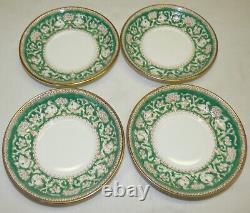 Set of 4 Crown Staffordshire Green Ellesmere Demitasse Cups & Saucers England