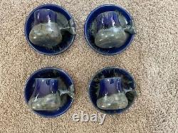 Set of 4 Doug Wylie Whale Tail Demitasse Cups & Saucers Pottery Free Ship