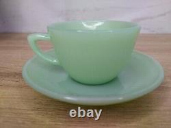 Set of 4 Fire King Anchor Hocking Jadeite Jane Ray Demitasse Cup Saucer RARE Vtg