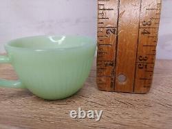 Set of 4 Fire King Anchor Hocking Jadeite Jane Ray Demitasse Cup Saucer RARE Vtg