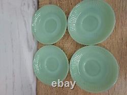 Set of 4 Fire King Anchor Hocking Jadeite Jane Ray Demitasse Cup Saucer RARE Vtg