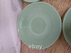 Set of 4 Fire King Anchor Hocking Jadeite Jane Ray Demitasse Cup Saucer RARE Vtg