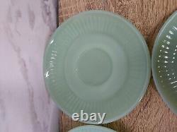 Set of 4 Fire King Anchor Hocking Jadeite Jane Ray Demitasse Cup Saucer RARE Vtg