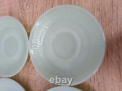 Set of 4 Fire King Anchor Hocking Jadeite Jane Ray Demitasse Cup Saucer RARE Vtg