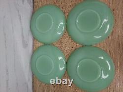 Set of 4 Fire King Anchor Hocking Jadeite Jane Ray Demitasse Cup Saucer RARE Vtg