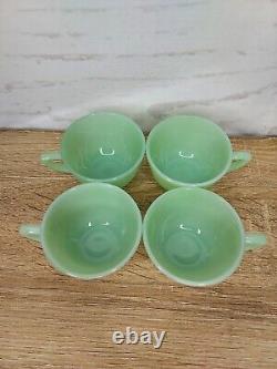 Set of 4 Fire King Anchor Hocking Jadeite Jane Ray Demitasse Cup Saucer RARE Vtg