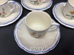 Set of 4 Gien France Oiseau de Paradis Demitasse Cups & Saucers 2 3/8