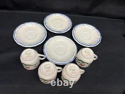Set of 4 Gien France Oiseau de Paradis Demitasse Cups & Saucers 2 3/8