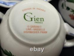 Set of 4 Gien France Oiseau de Paradis Demitasse Cups & Saucers 2 3/8