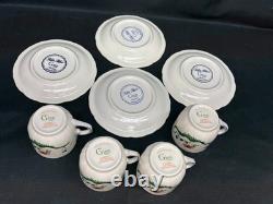 Set of 4 Gien France Oiseau de Paradis Demitasse Cups & Saucers 2 3/8