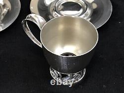 Set of 4 La Paglia International Sterling & Porcelain Demitasse Cups & Saucers